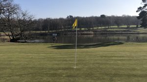 The green on the 1st hole at Hadley Wood Golf Club