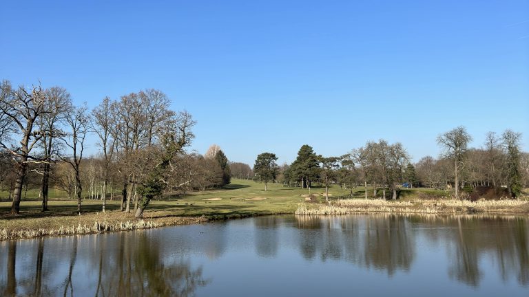 View over the lake at Hadley Wood Golf Club